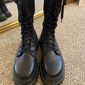 Zara leather combat boots